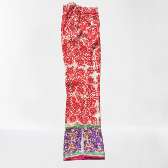 NEW Zara Satin Effect pyjama style Wide Leg Side Slit Pants in Orange, Sz S - Picture 12 of 16